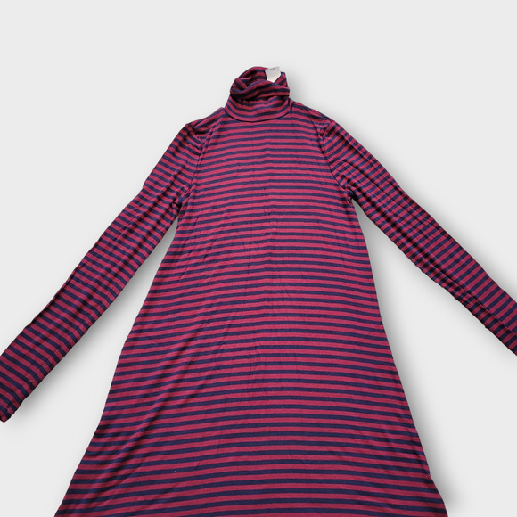 Gap Turtleneck Striped Blue Red Long Sleeve Sweater Mini Dress Women Sz XS - Picture 4 of 4